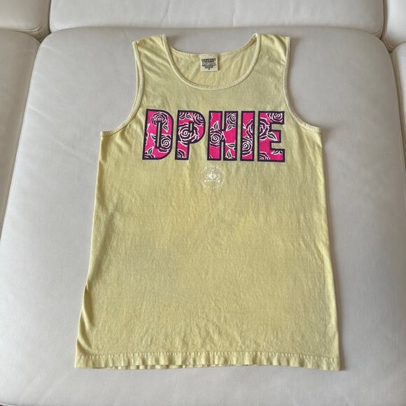 Delta Phi Epsilon Sorority Yellow Sleeveless Top - Picture 4 of 4